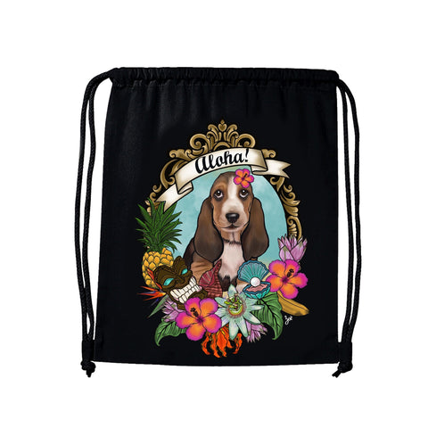 MYTi23 - Pets Heads Philosophy Gymbag Aloha Gymbag Basset Hundeshirt Hundefans