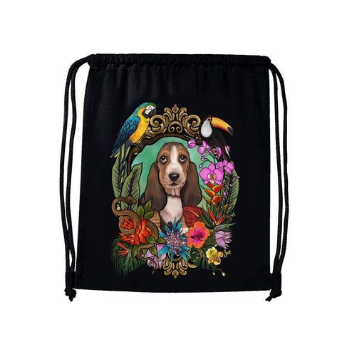 MYTi23 - Pets Heads Philosophy Gymbag Dschungel Gymbag Basset Hundeshirt Hundefans