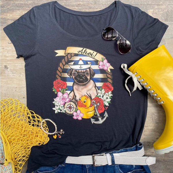 MYTi23 - Pets Heads Philosophy T-Shirt Ahoi Damen Shirt Mops Hundeshirt Hundefans
