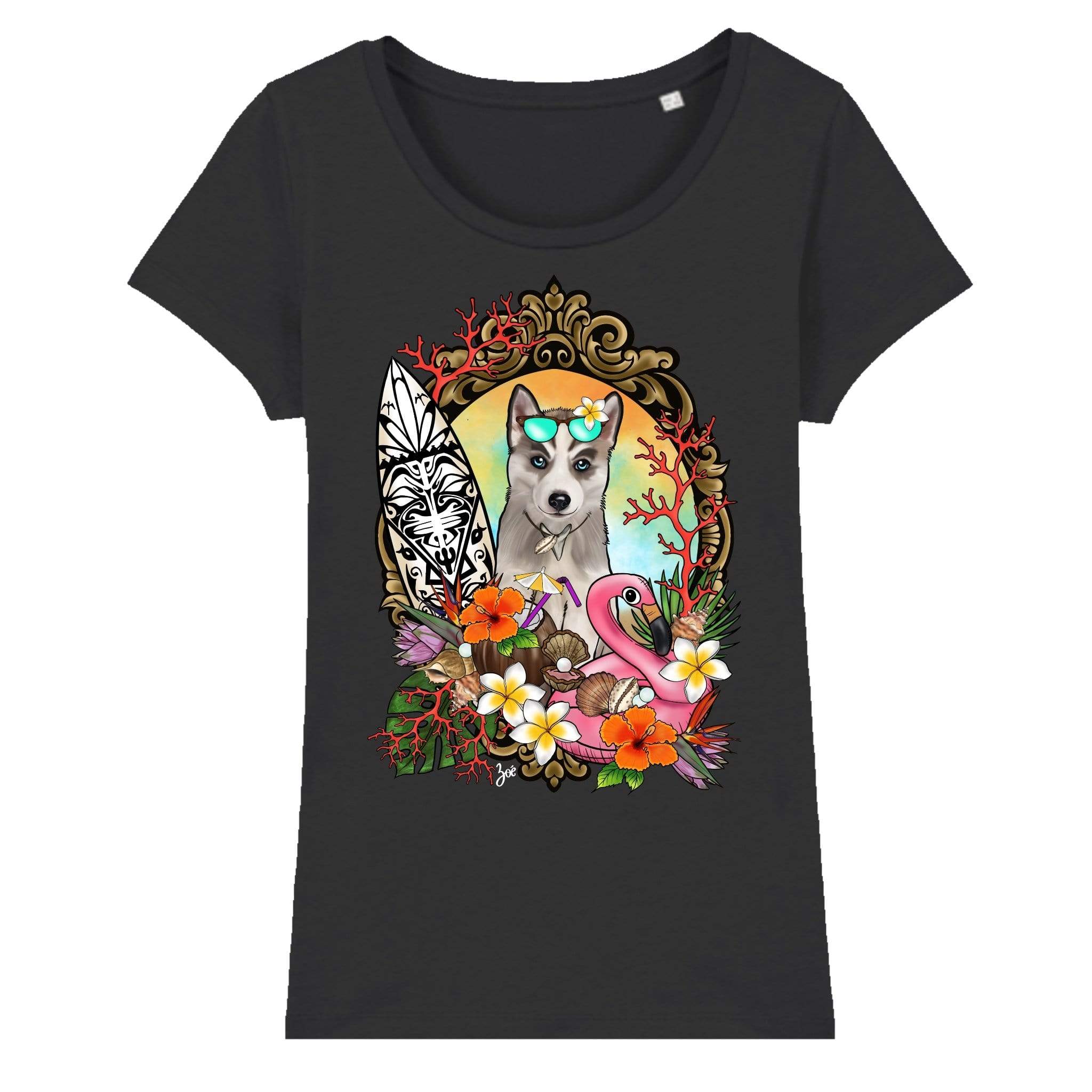 MYTi23 - Pets Heads Philosophy T-Shirt XS Surfer Damen Shirt Husky Hundeshirt Hundefans