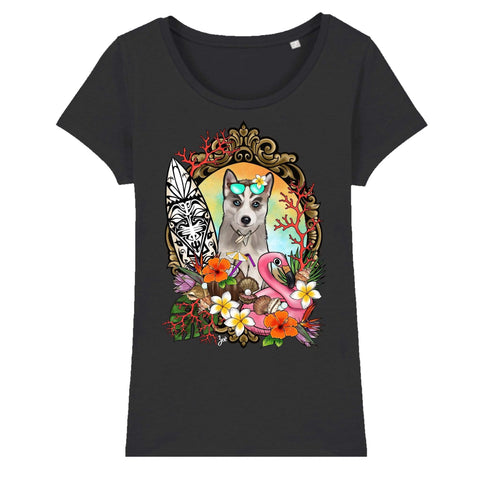 MYTi23 - Pets Heads Philosophy T-Shirt XS Surfer Damen Shirt Husky Hundeshirt Hundefans