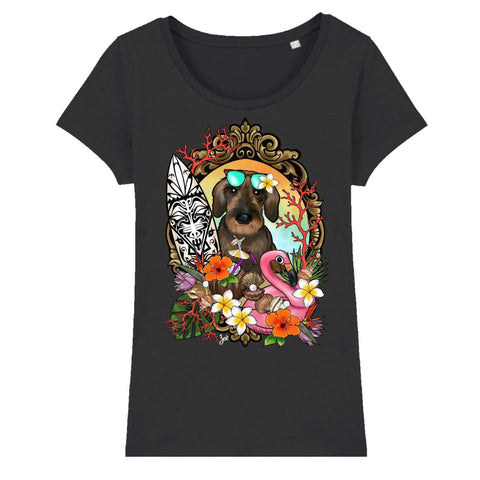MYTi23 - Pets Heads Philosophy T-Shirt XS Surfer Damen Shirt Rauhaardackel Hundeshirt Hundefans