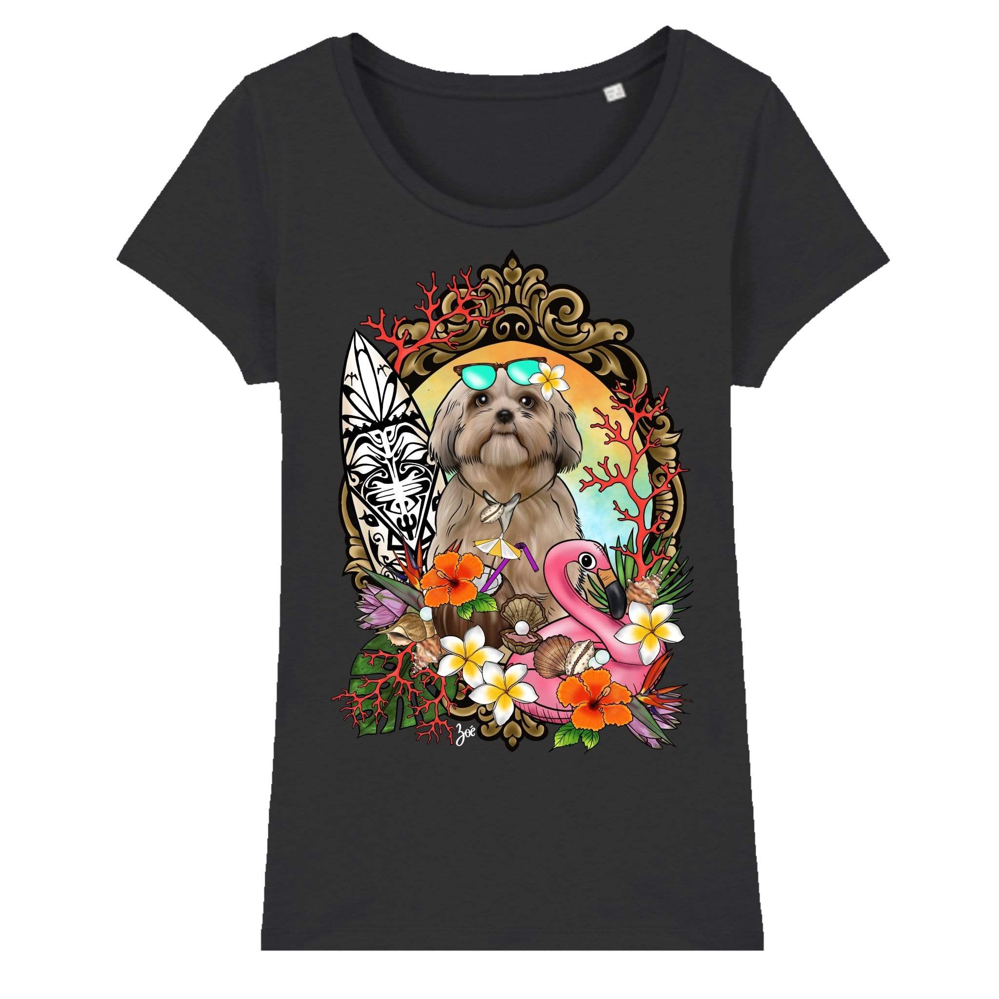 MYTi23 - Pets Heads Philosophy T-Shirt XS Surfer Damen Shirt Shih Tzu Hundeshirt Hundefans