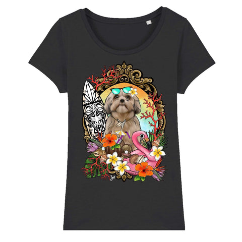 MYTi23 - Pets Heads Philosophy T-Shirt XS Surfer Damen Shirt Shih Tzu Hundeshirt Hundefans