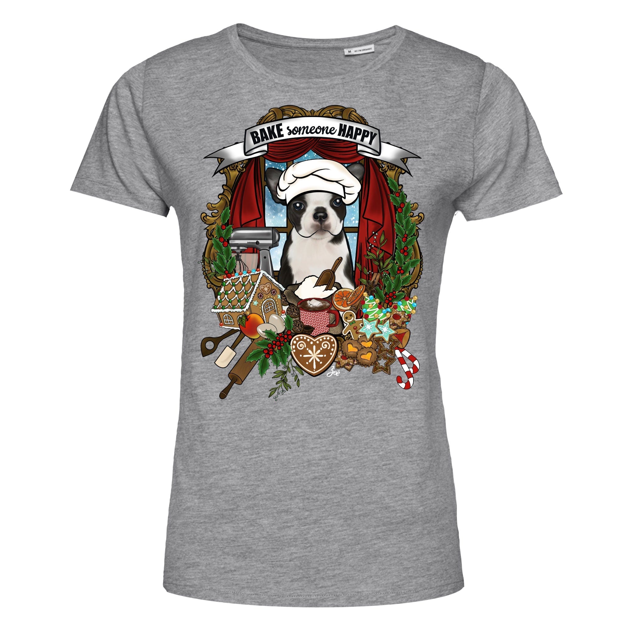 MYTi23 - Pets Heads Philosophy T-Shirt XS Weihnachtsbäckerei Damen Shirt Boston Terrier Hundeshirt Hundefans